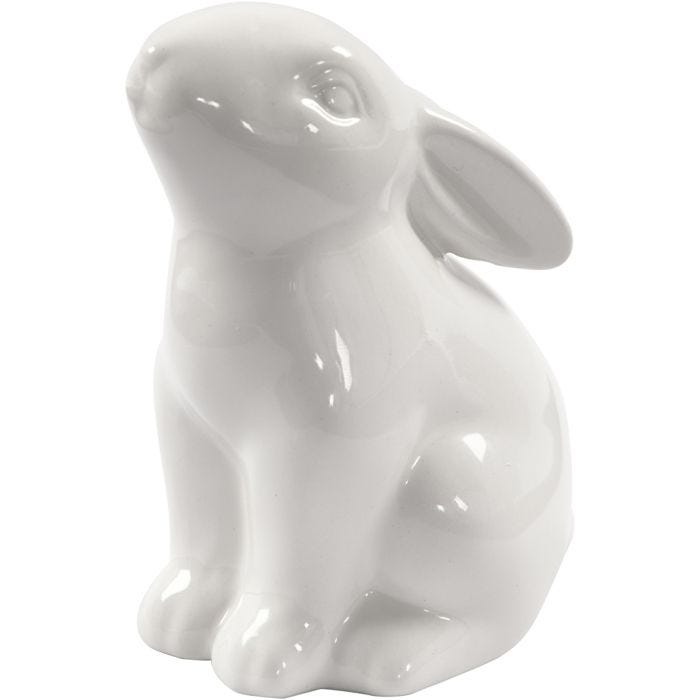 Rabbit, H: 9 cm, dia. 5,5 cm, white, 12 pc/ 1 pack