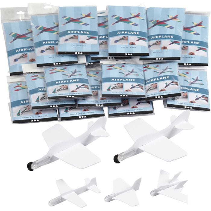 Airplanes, L: 11,5-19 cm, W: 11-17,5 cm, white, 50 pc/ 1 pack