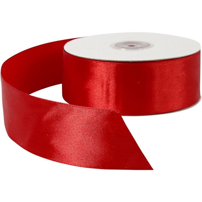 Satin Ribbon, W: 38 mm, red, 50 m/ 1 roll