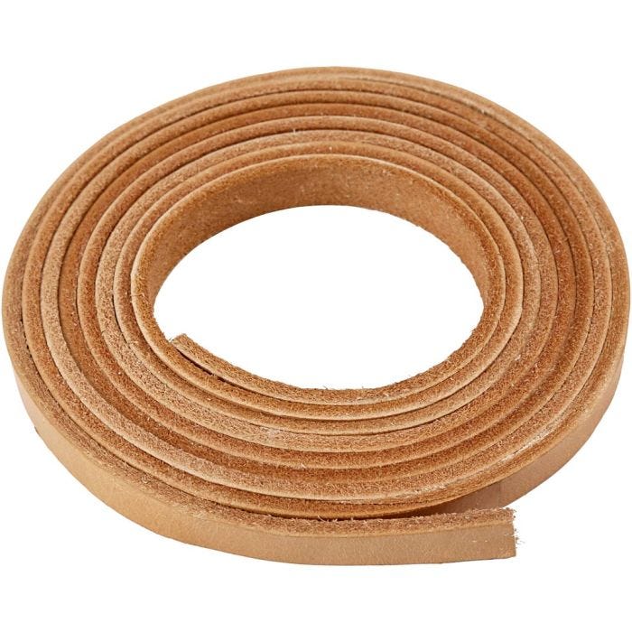 Leather band, W: 10 mm, thickness 3 mm, natural, 2 m/ 1 pack
