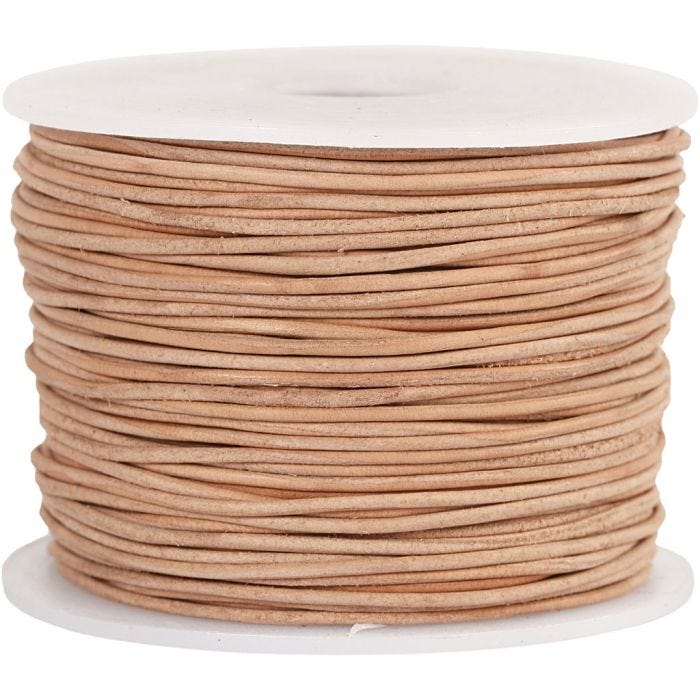 Leather Cord, thickness 1 mm, beige, 50 m/ 1 roll