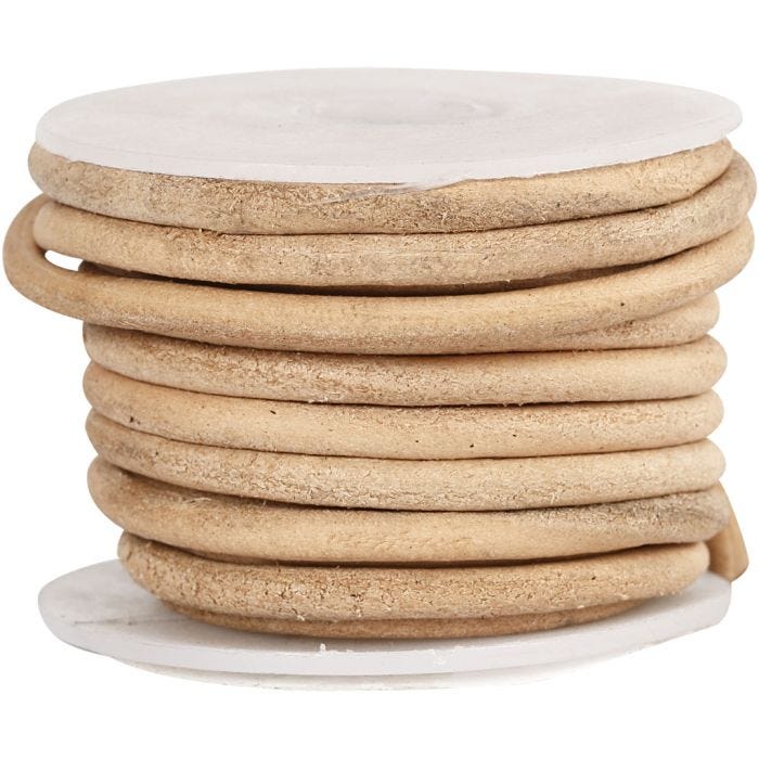 Leather Cord, thickness 4 mm, natural, 5 m/ 1 roll