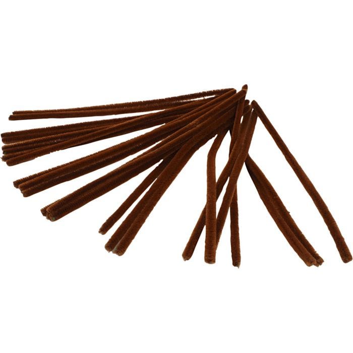 Chenille, L: 30 cm, thickness 9 mm, brown, 25 pc/ 1 pack