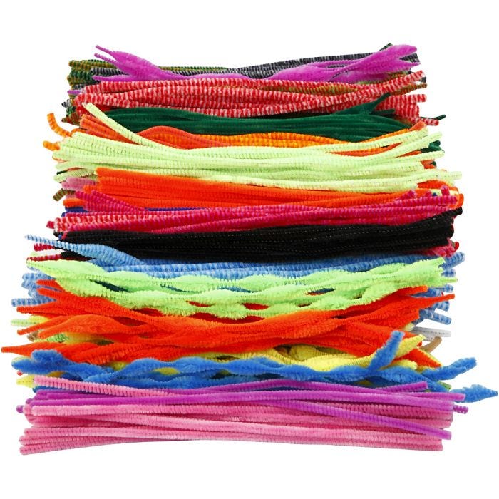 Chenille, L: 30 cm, thickness 6-15 mm, assorted colours, 500 asstd./ 1 pack