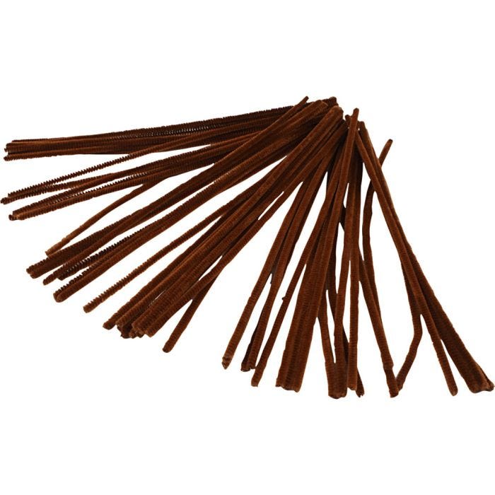 Chenille, L: 30 cm, thickness 6 mm, brown, 50 pc/ 1 pack