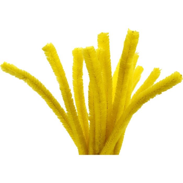 Chenille, L: 30 cm, thickness 15 mm, yellow, 15 pc/ 1 pack