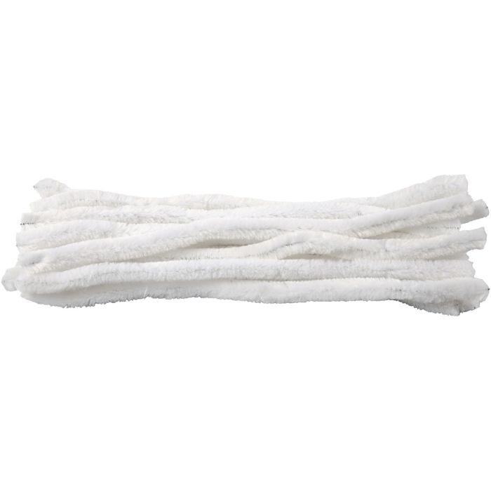Chenille, L: 30 cm, thickness 15 mm, white, 15 pc/ 1 pack
