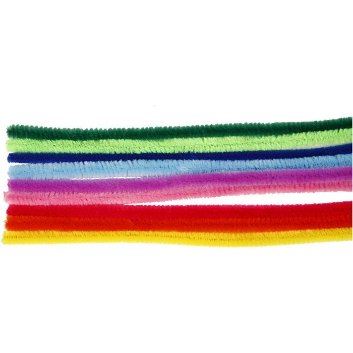 Chenille, L: 30 cm, thickness 9 mm, assorted colours, 25 asstd./ 1 pack