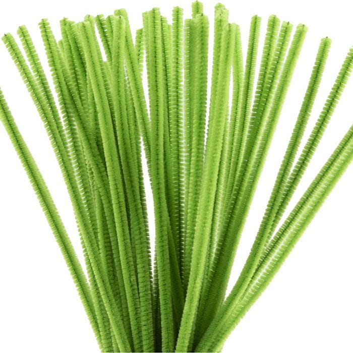 Chenille, L: 30 cm, thickness 6 mm, leaf green, 50 pc/ 1 pack