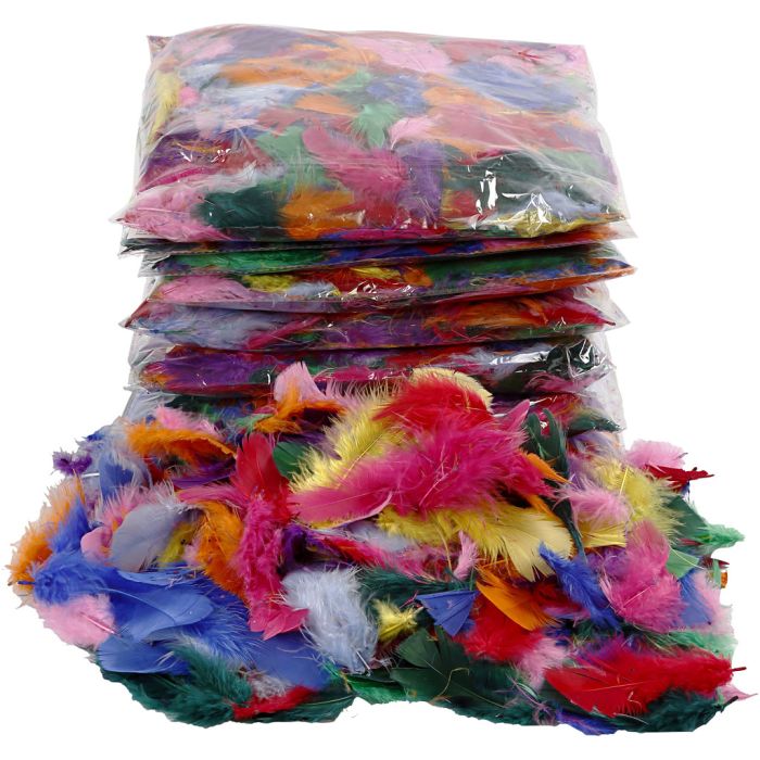 Down, size 7-8 cm, assorted colours, 500 g, 10x50 g/ 1 pack