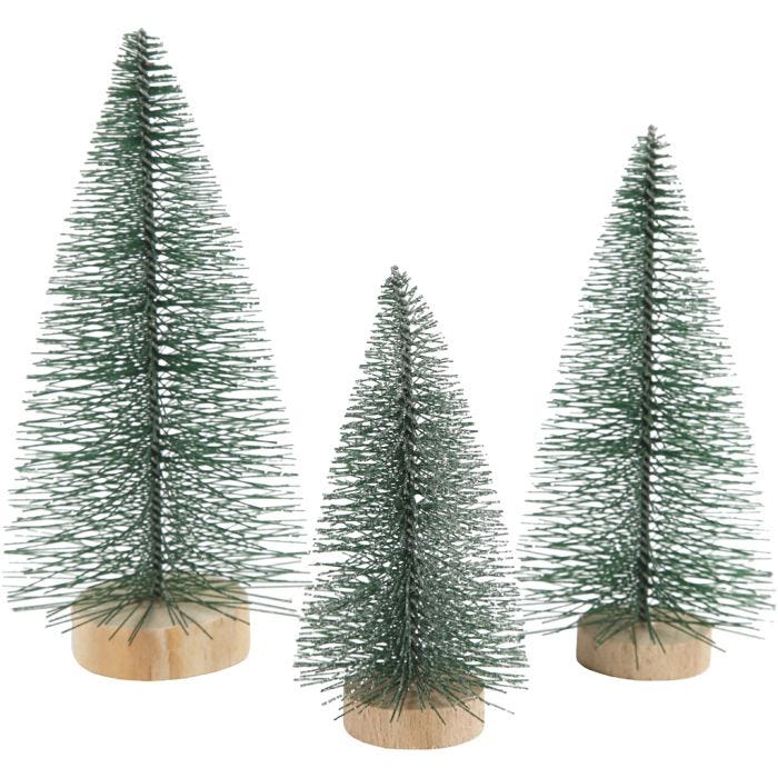 Christmas Spruce Trees, H: 10+13+14 cm, 3 pc/ 1 pack