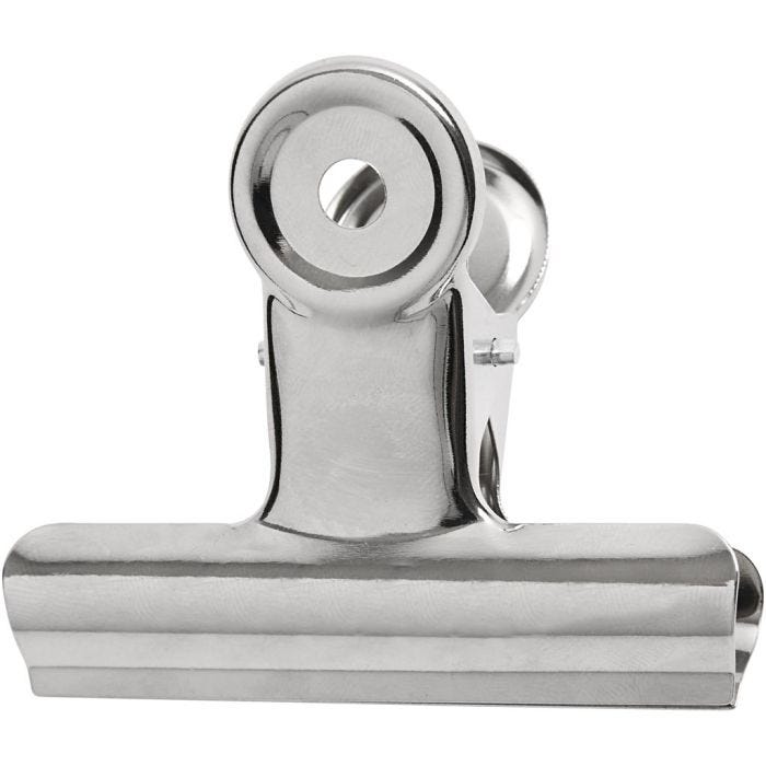 Metal Bulldog Clip, W: 7,5 cm, silver, 6 pc/ 1 pack