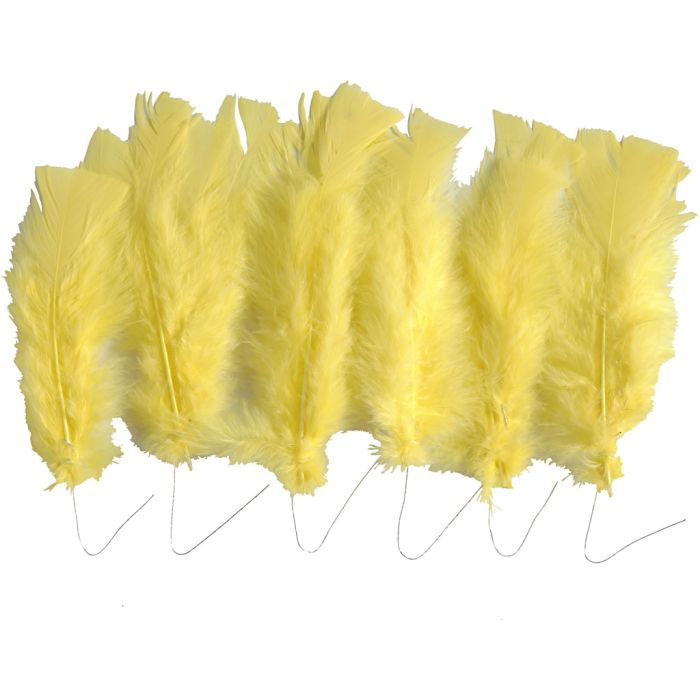 Feathers, L: 11-17 cm, yellow, 18 bundle/ 1 pack