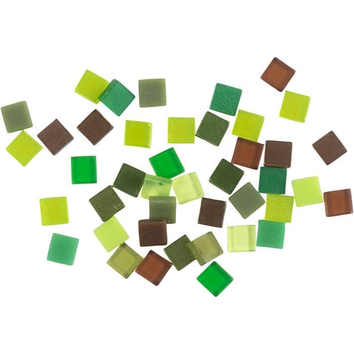 Mini Mosaic, size 5x5 mm, thickness 2 mm, green glitter, 25 g/ 1 pack