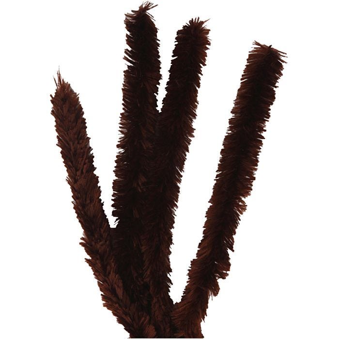 Chenille, L: 40 cm, thickness 30 mm, brown, 4 pc/ 1 pack