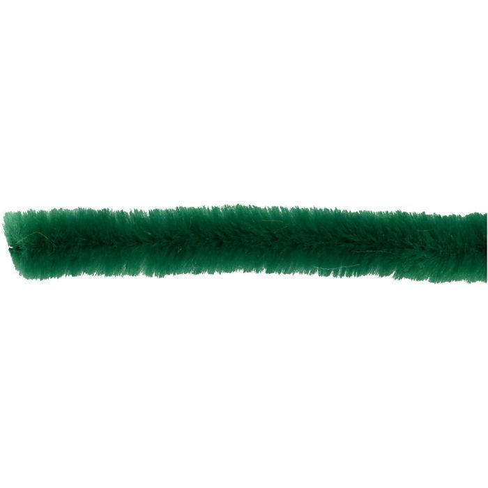 Chenille, L: 30 cm, thickness 6 mm, dark green, 50 pc/ 1 pack
