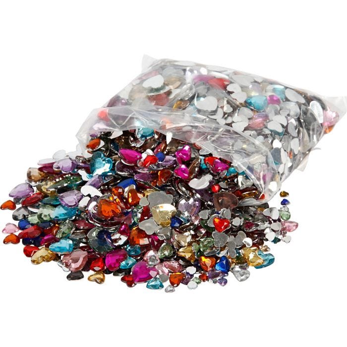 Rhinestones, dia. 6+10+14 mm, assorted colours, 2520 pc/ 1 pack