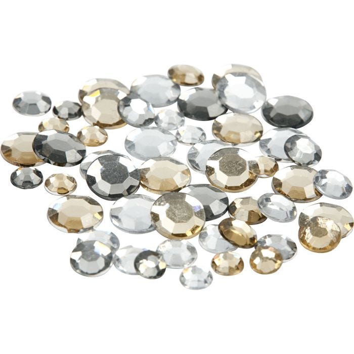 Rhinestones, round, size 6+9+12 mm, golden oil, 360 pc/ 1 pack