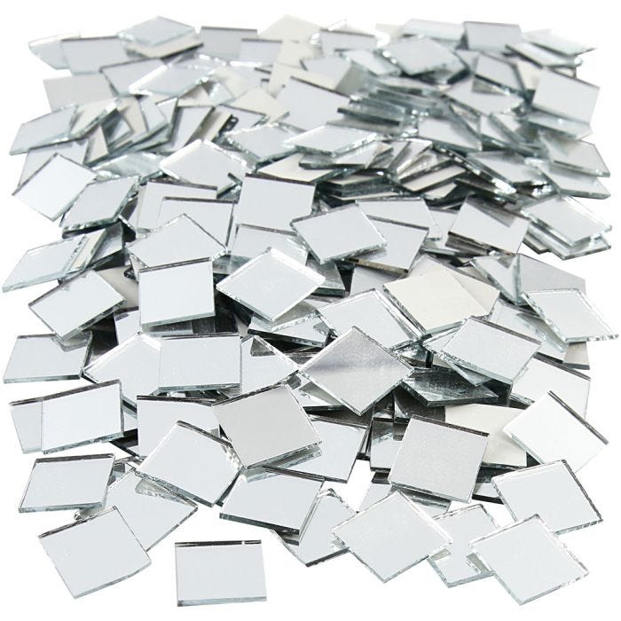 Mirror Mosaic Tiles, size 16x16 mm, thickness 1 mm, 500 pc/ 1 pack