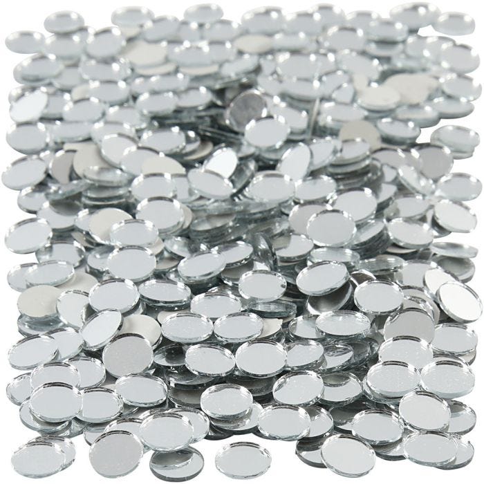 Mirror Mosaic Tiles, round, dia. 10 mm, thickness 2 mm, 500 pc/ 1 pack