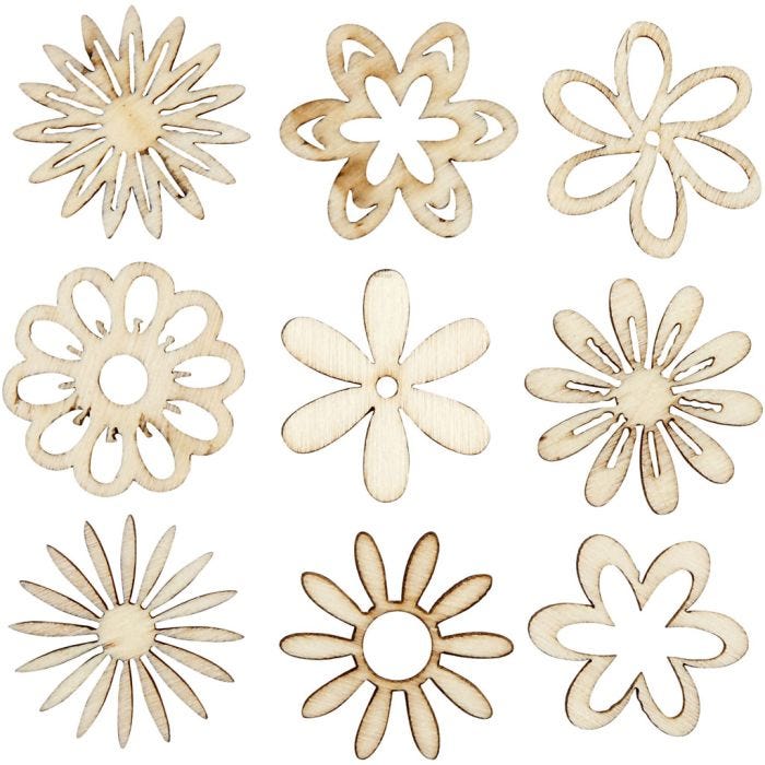 Wooden decorations, flowers, size 28 mm, 45 pc/ 1 pack
