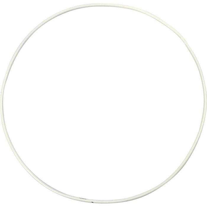 Metal Wire Ring, dia. 20 cm, thickness 3 mm, white, 5 pc/ 1 pack
