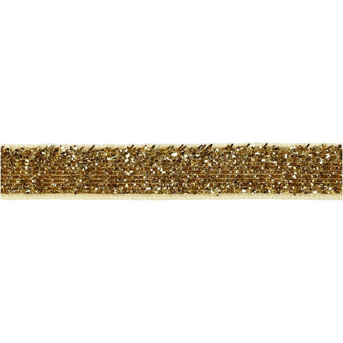 Decorative Ribbon, W: 10 mm, gold, 5 m/ 1 roll