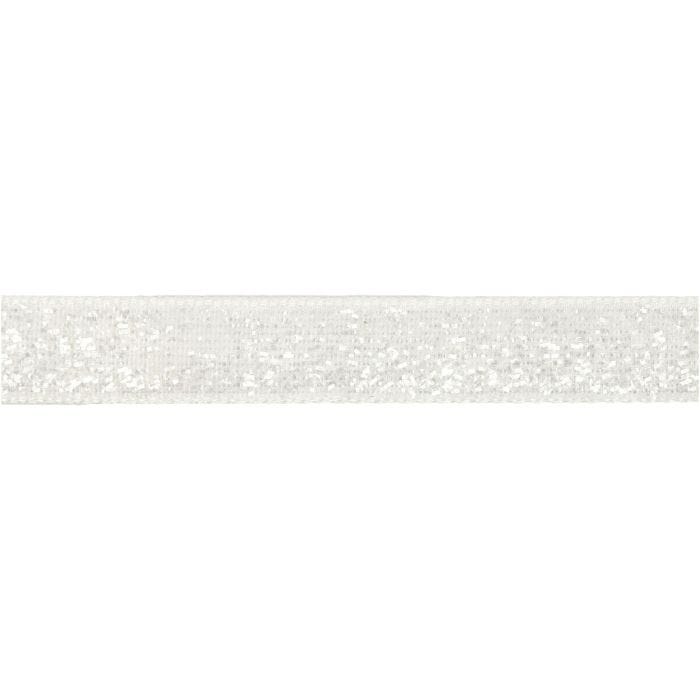 Decorative Ribbon, W: 10 mm, white, 5 m/ 1 roll
