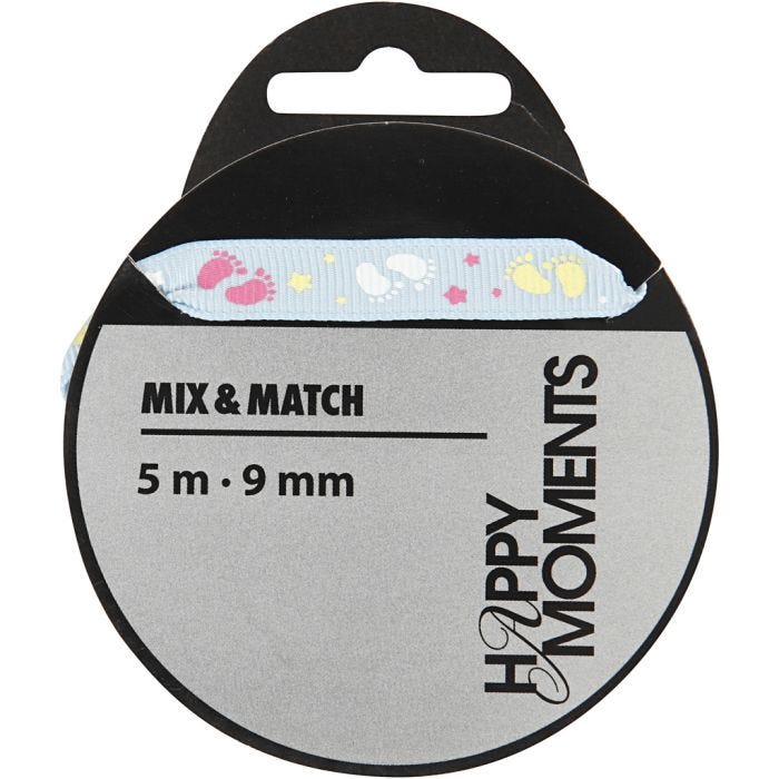 Decorative Ribbon, W: 9 mm, light blue, 5 m/ 1 roll