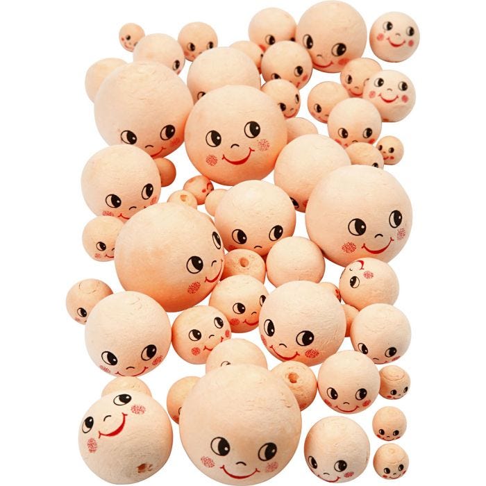 Heads, dia. 12+18+22+30+40 mm, light beige, 100 pc/ 1 pack