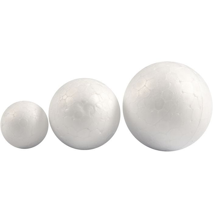 Polystyrene Balls, dia. 20+30+40 mm, white, 12 pc/ 1 pack