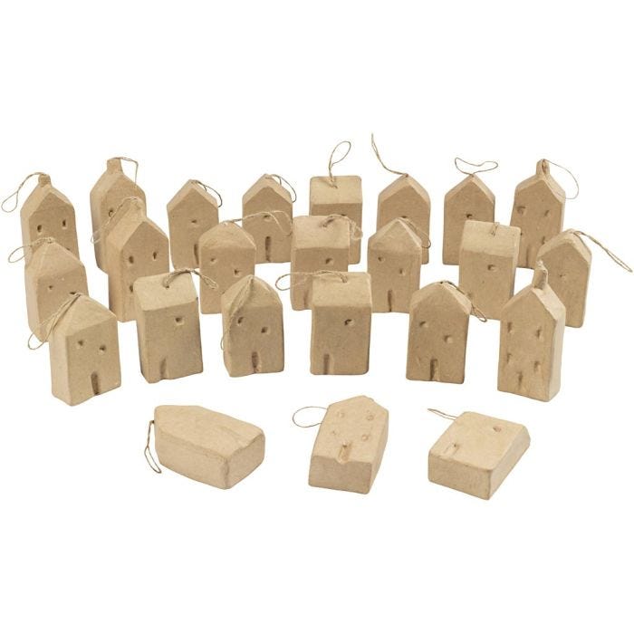 House, H: 9,5-12 cm, L: 5,5-6,5 cm, W: 3 cm, 24 pc/ 1 pack