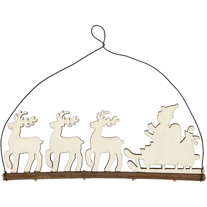Christmas decoration, cane with reindeer, 8 cm, 0,5 cm, 22 cm, 1 pc
