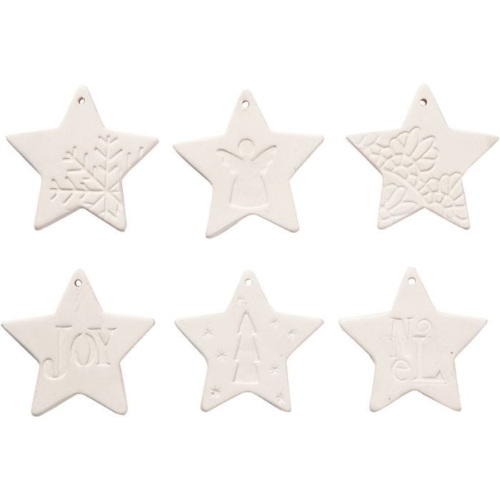 Hanging Ornaments, star, size 7x7 cm, white, 6 pc/ 1 pack