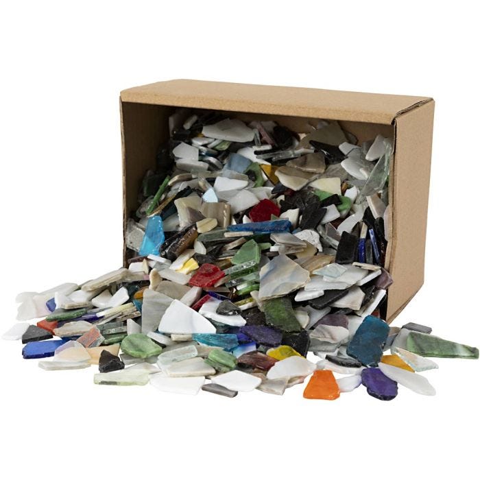 Mosaics, size 8-20 mm, thickness 2-3 mm, Content may vary , assorted colours, 2 kg/ 1 pack