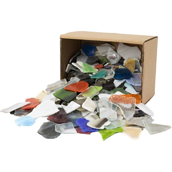 Mosaics, size 15-60 mm, thickness 5 mm, Content may vary , assorted colours, 2 kg/ 1 pack