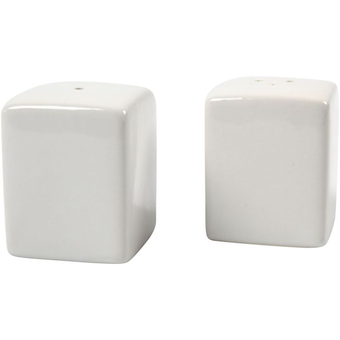 Salt and Pepper Set, H: 6 cm, size 5x5 cm, glossy, white, 6 set/ 1 pack