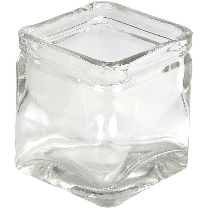 Square Candle Holder, H: 5,5 cm, size 5,5x5,5 cm, 12 pc/ 1 pack