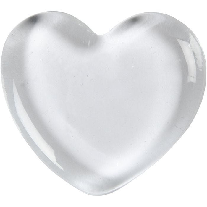 Heart, 6,5x6,5 cm, 10 mm, transparent, 1 pc