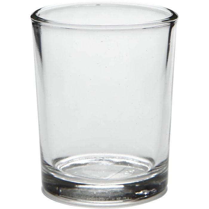 Tealight holder in glass, H: 6,5 cm, dia. 4,5 cm, 4 pc/ 1 pack