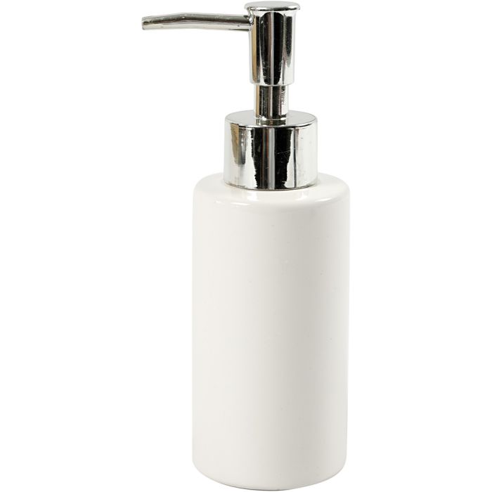 Soap dispenser, H: 16,5 cm, dia. 5,5 cm, 150 ml, white, 1 pc