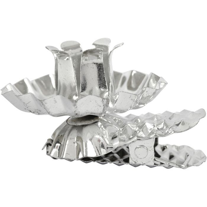 Clip on candle holder, dia. 40 mm, silver-plated, 8 pc/ 1 pack