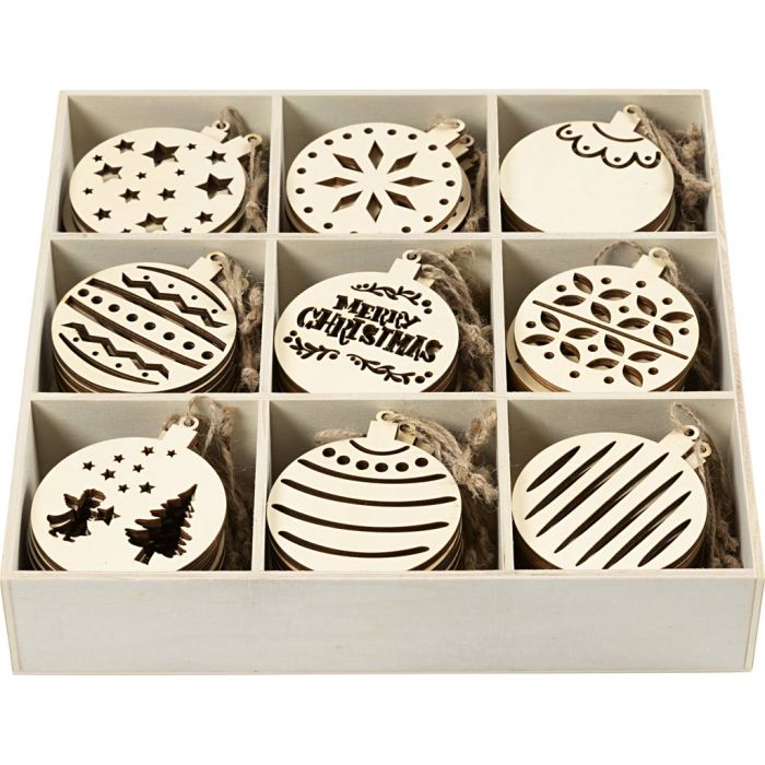 Christmas ornament, assorted baubles, size 7-9 cm, thickness 4 mm, 90 pc/ 1 pack