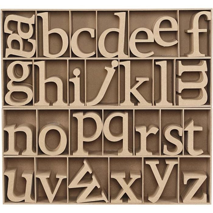 Letter, H: 8 cm, thickness 2 cm, 112 pc/ 1 pack