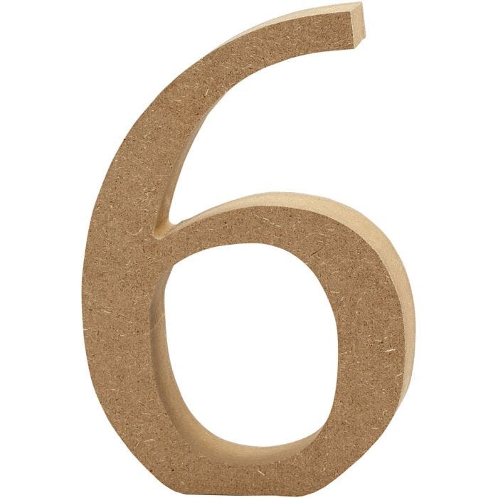Number, 6, 13 cm, 2 cm, 1 pc