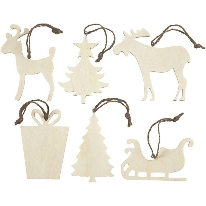 Christmas Ornaments, size 7-9 cm, thickness 4 mm, 6 pc/ 1 pack