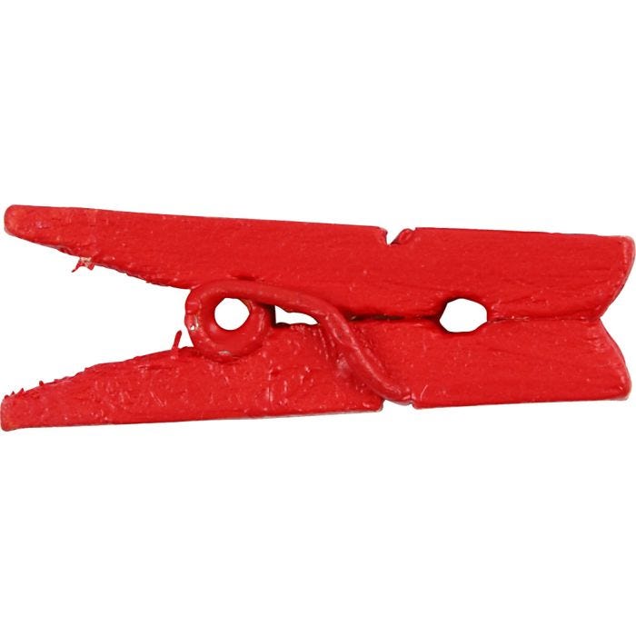 Mini Clothes Peg, L: 25 mm, W: 3 mm, red, 36 pc/ 1 pack