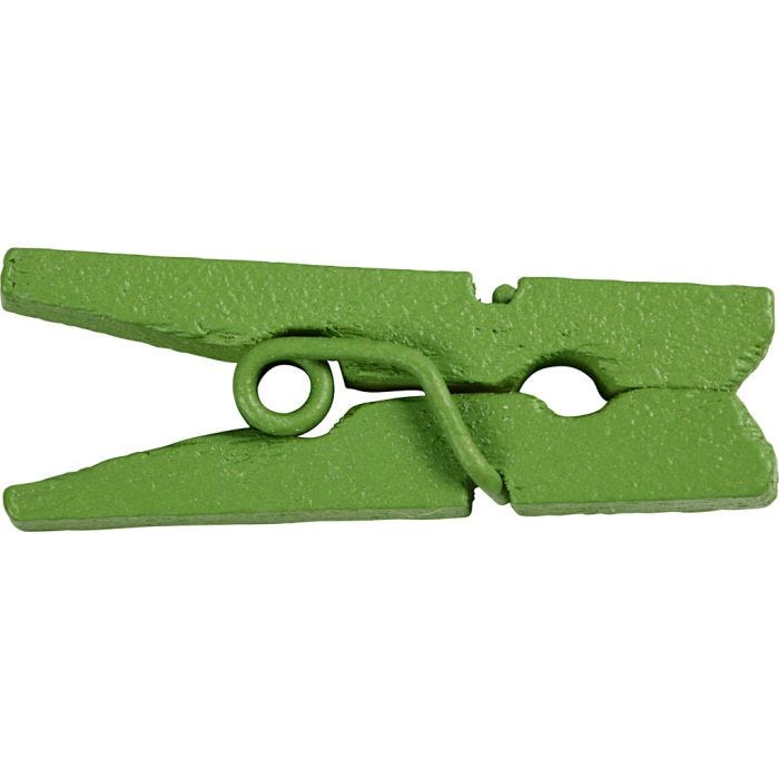 Mini Clothes Peg, L: 25 mm, W: 3 mm, green, 36 pc/ 1 pack