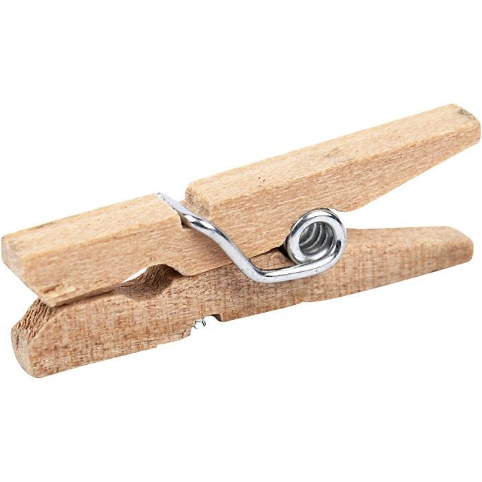Clothes pegs, L: 25 mm, W: 3 mm, 30 pc/ 1 pack