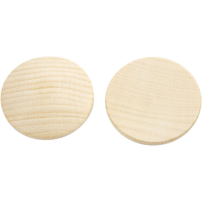 Wooden buttons, dia. 40 mm, thickness 6 mm, 10 pc/ 1 pack